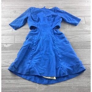 Vintage Mancini California Cobalt Blue Cutout Waist Button Back Dress 1525